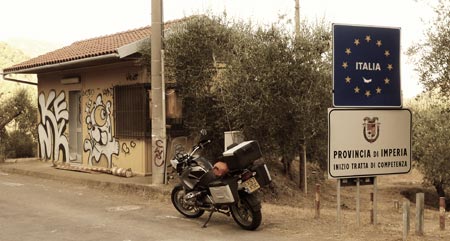 Italian border, German bike.