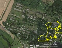 A yellow track is superimposed over an aerial image of the site, revealing how little was actually visited.